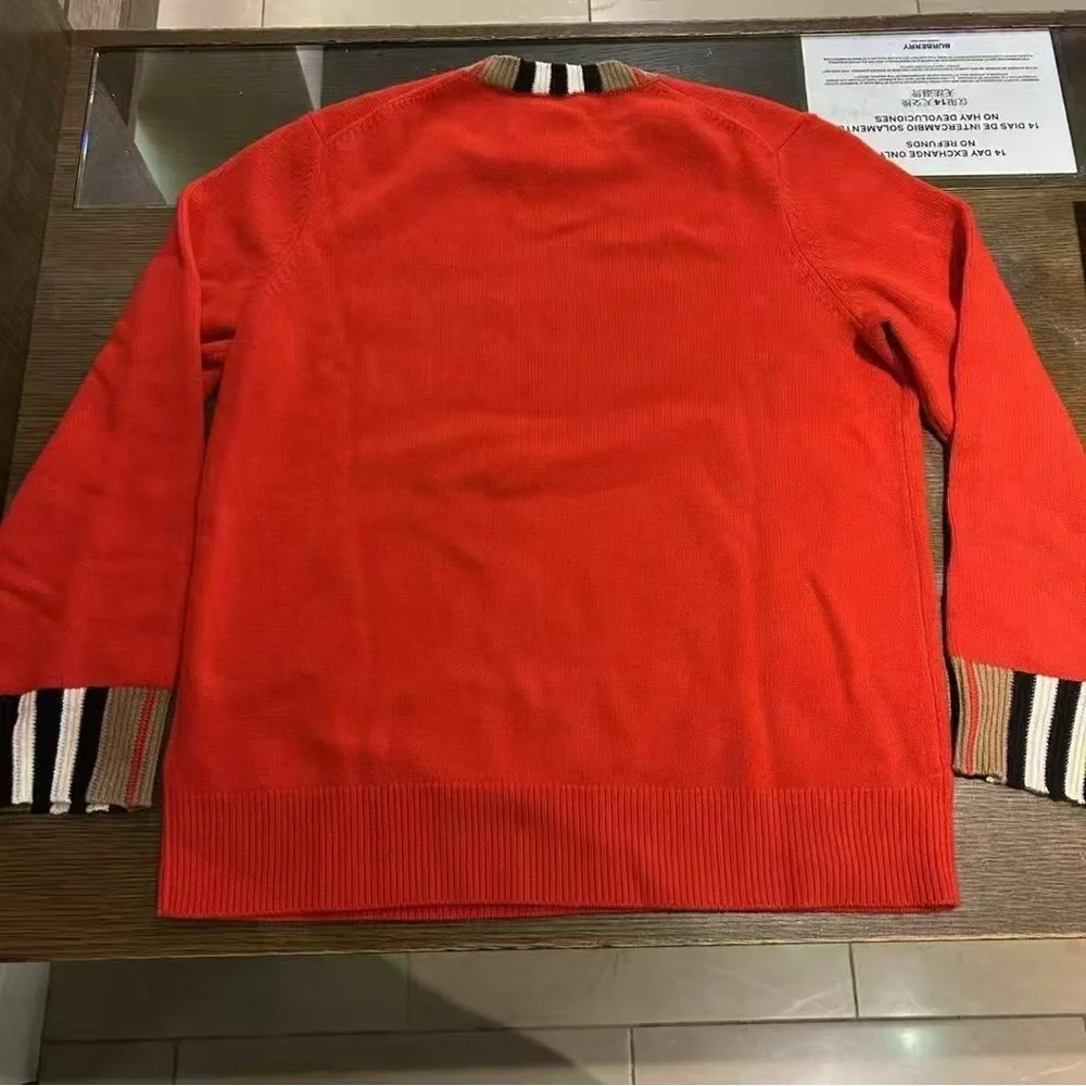 Burberry Red and Black Crewneck Sweater with Striped size M - Picture 2 of 2